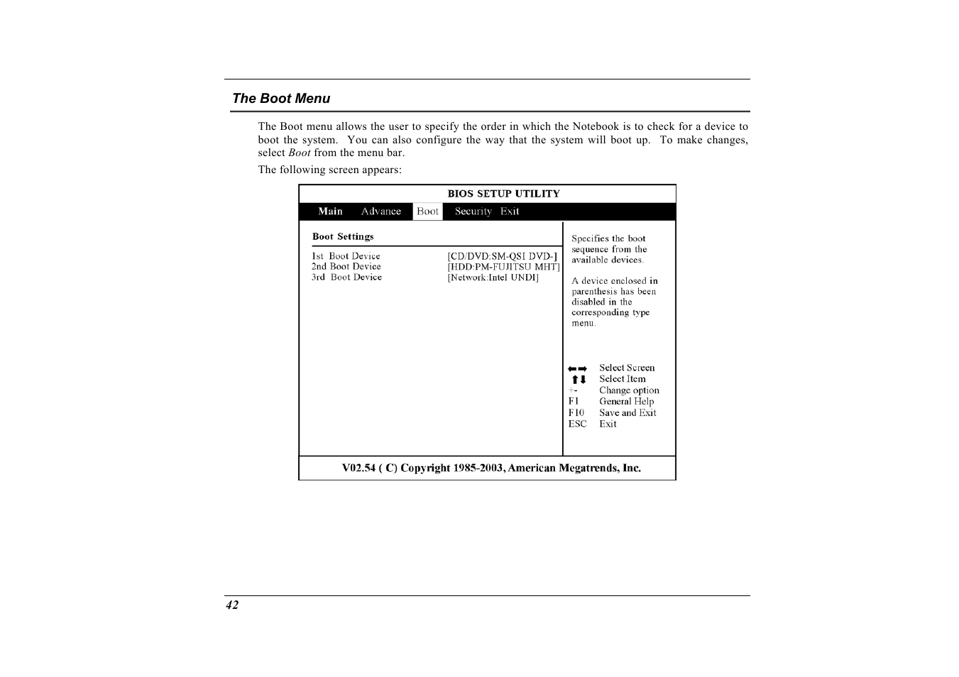 The boot menu | Elitegroup G733 User Manual | Page 50 / 77