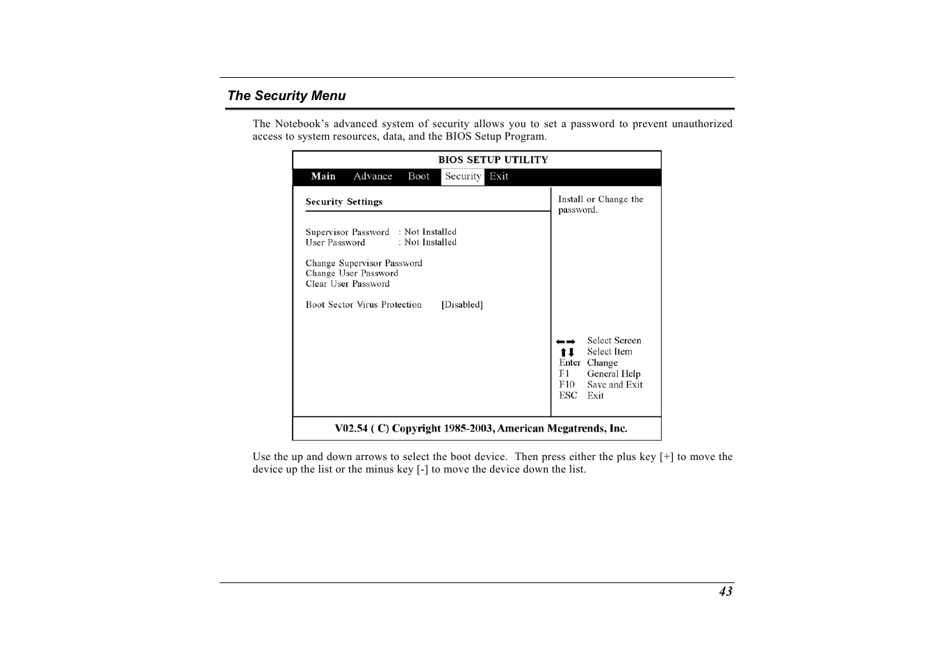 The security menu | Elitegroup G733 User Manual | Page 51 / 77