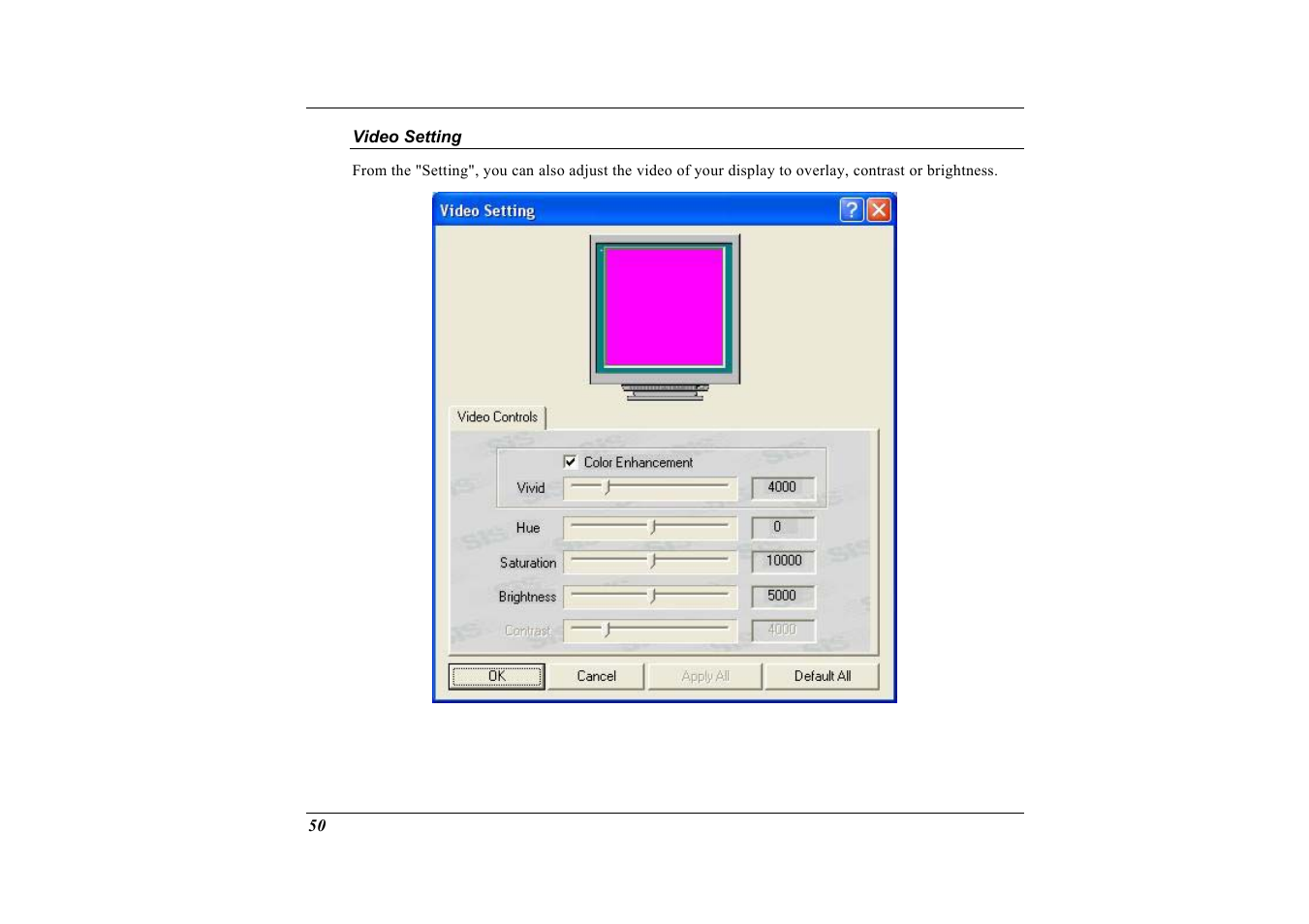 Video setting | Elitegroup G733 User Manual | Page 58 / 77