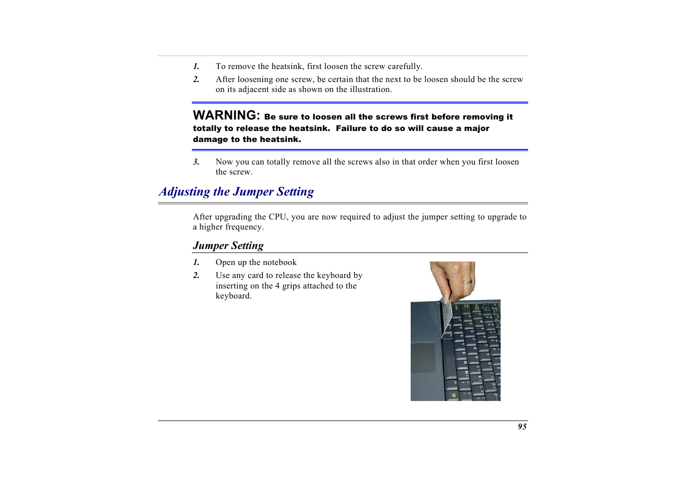 Adjusting the jumper setting, Jumper setting, Warning | Elitegroup G732 (V2.0) User Manual | Page 107 / 118