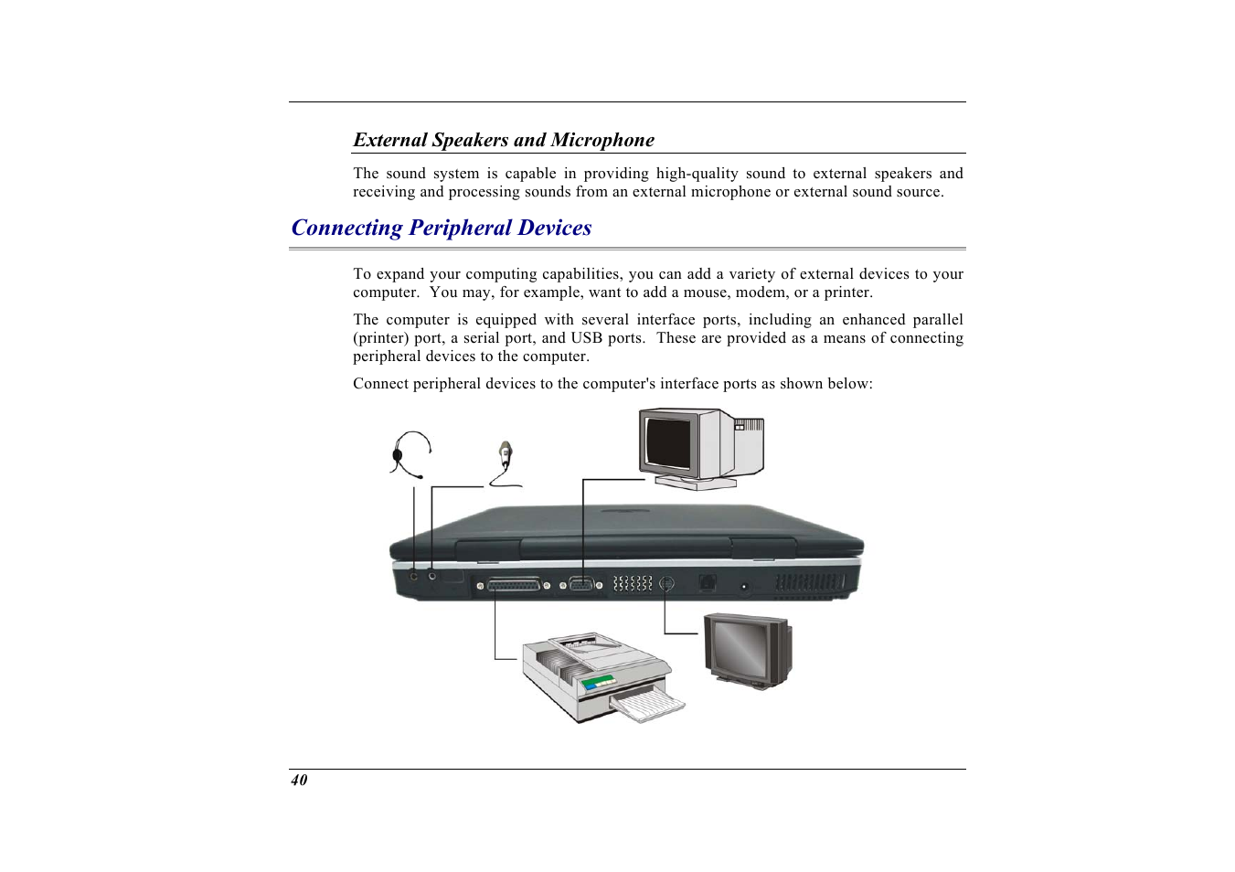 External speakers and microphone, Connecting peripheral devices | Elitegroup G732 (V2.0) User Manual | Page 52 / 118