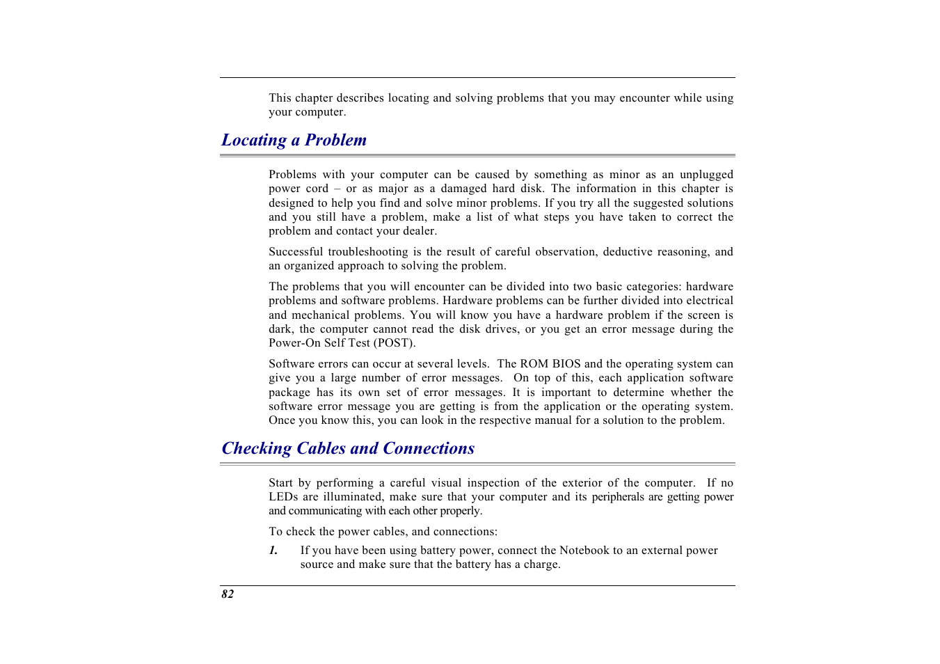 Locating a problem, Checking cables and connections | Elitegroup G732 (V2.0) User Manual | Page 94 / 118