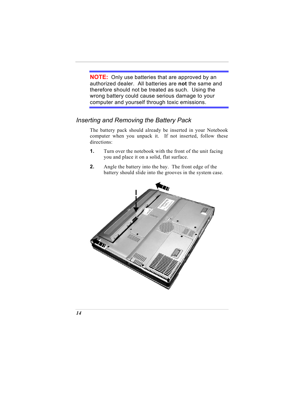 Inserting and removing the battery pack | Elitegroup G731 User Manual | Page 30 / 93