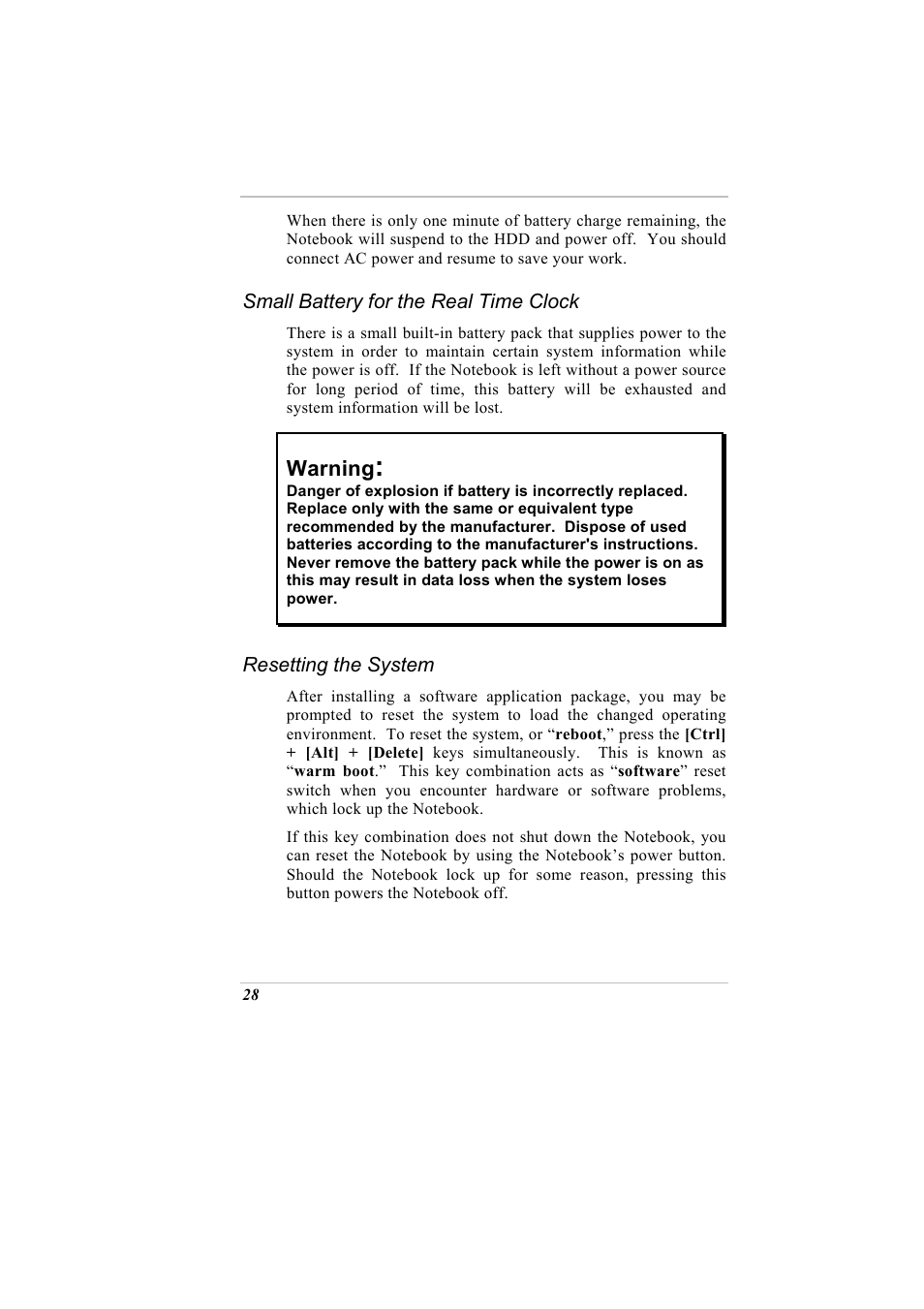 Small battery for the real time clock, Resetting the system, Warning | Elitegroup G731 User Manual | Page 44 / 93