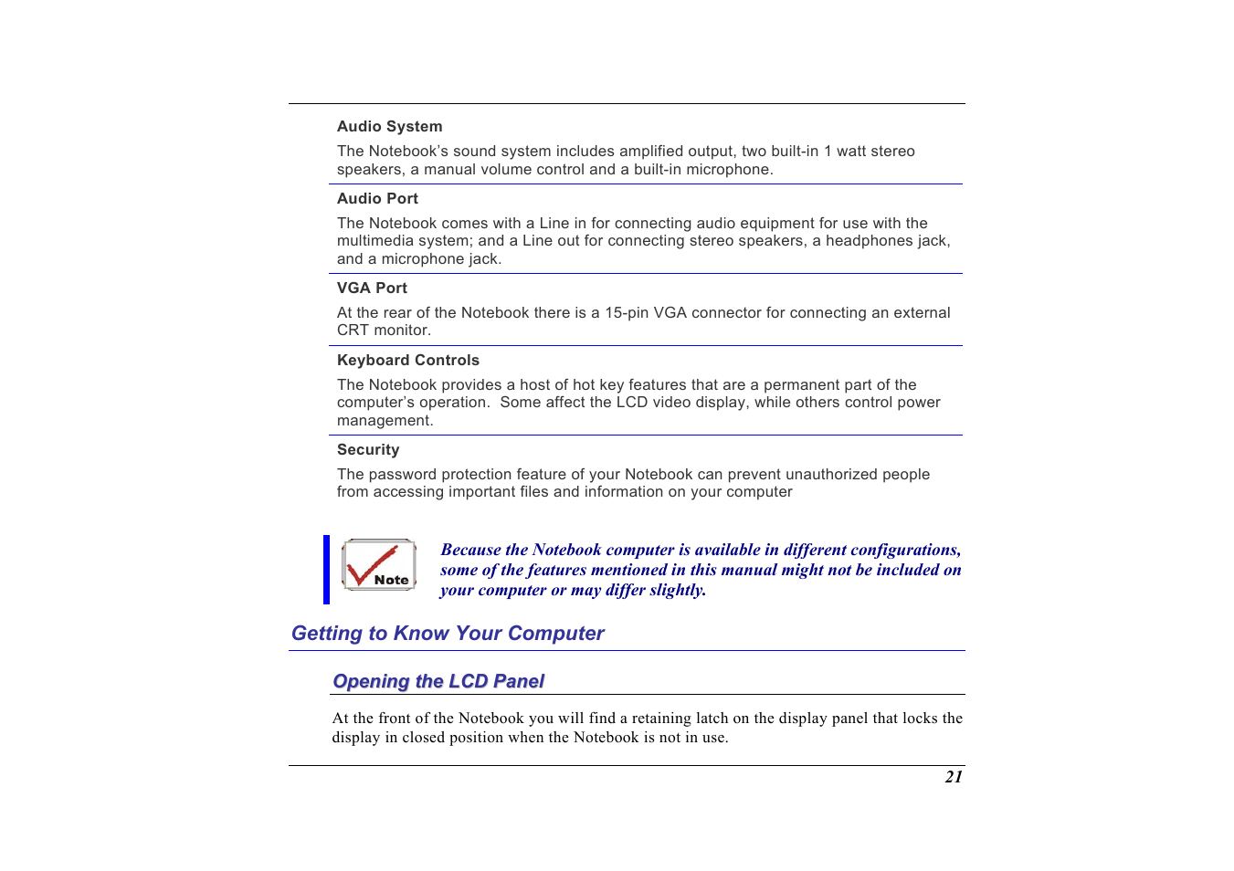 Getting to know your computer, Opening the lcd panel | Elitegroup G713 User Manual | Page 23 / 106