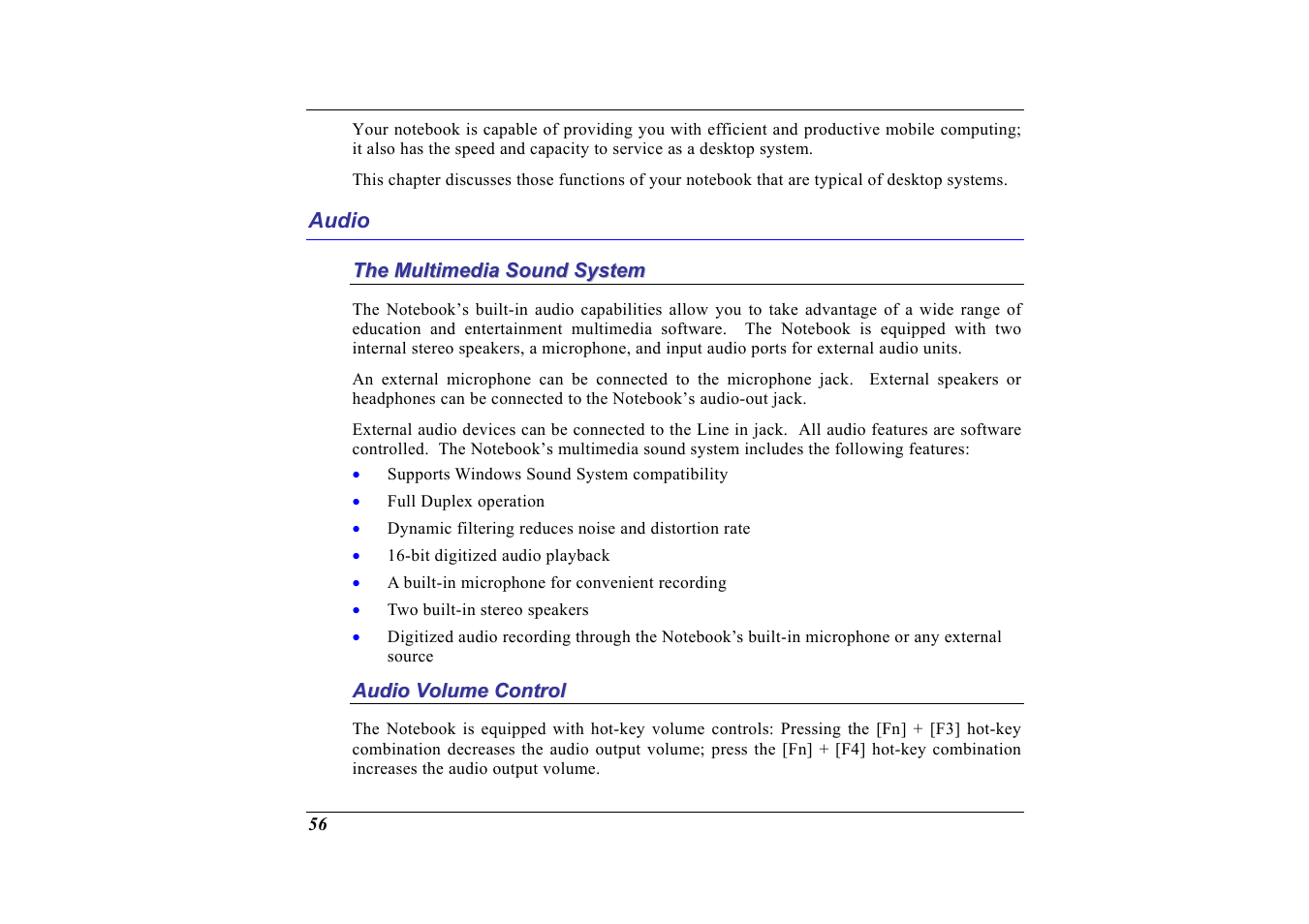 Audio, The multimedia sound system, Audio volume control | Elitegroup G713 User Manual | Page 58 / 106