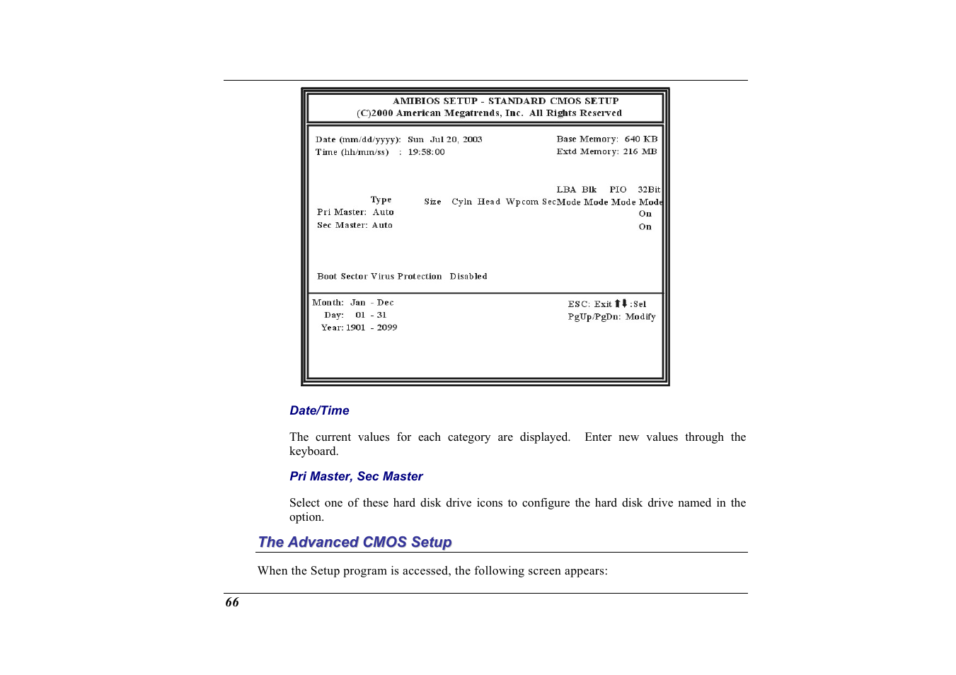 The advanced cmos setup | Elitegroup G713 User Manual | Page 68 / 106
