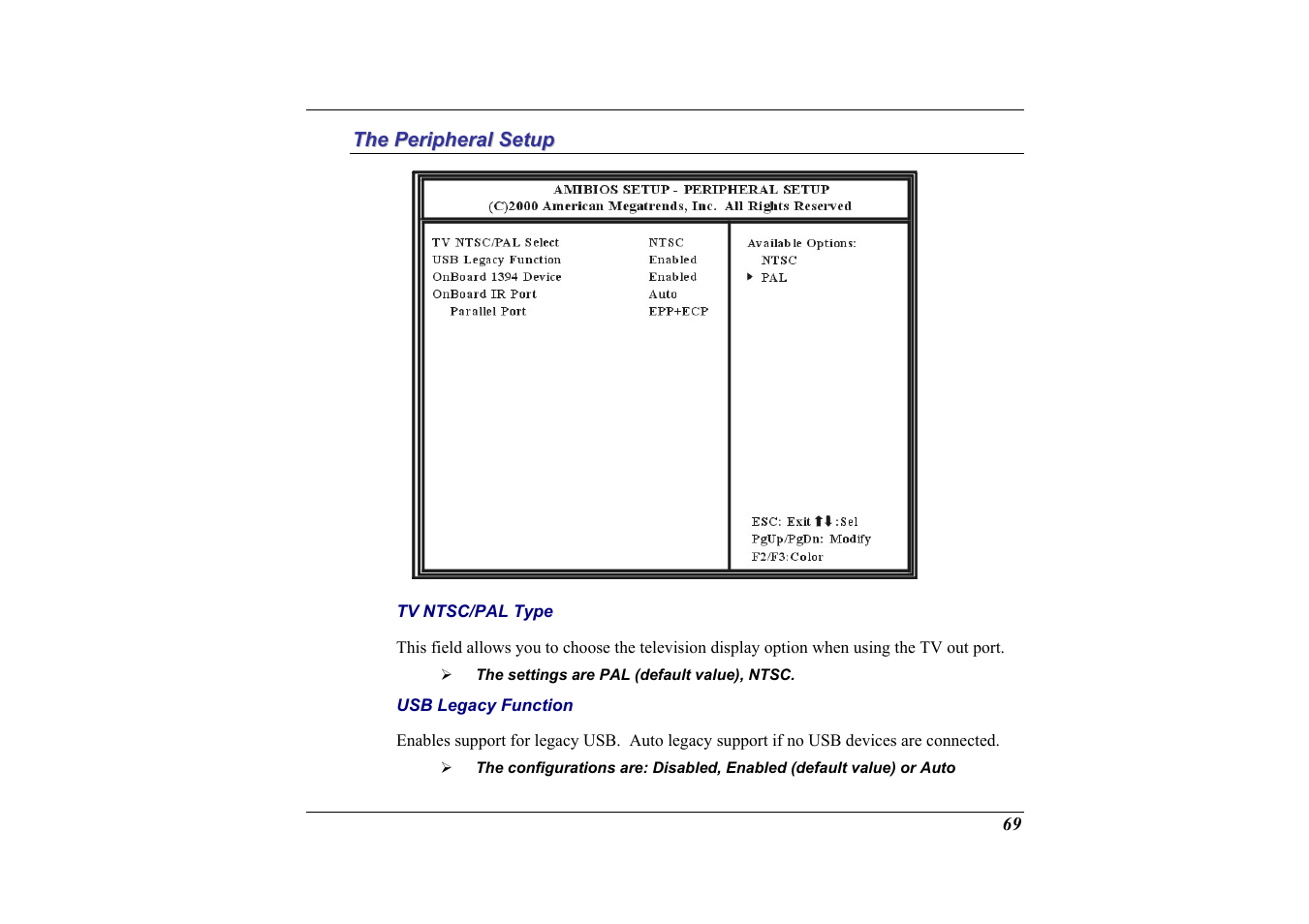 The peripheral setup | Elitegroup G713 User Manual | Page 71 / 106
