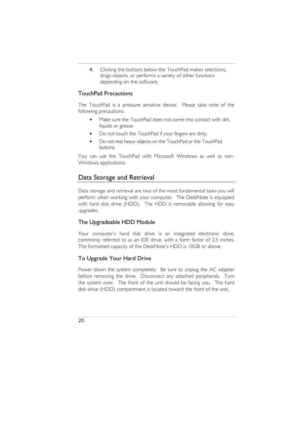 Data storage and retrieval | Elitegroup A929 (V2.0) User Manual | Page 32 / 75