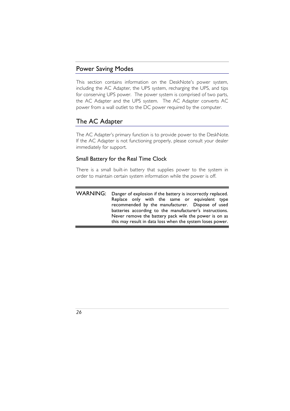 Power saving modes, The ac adapter | Elitegroup A929 (V2.0) User Manual | Page 38 / 75