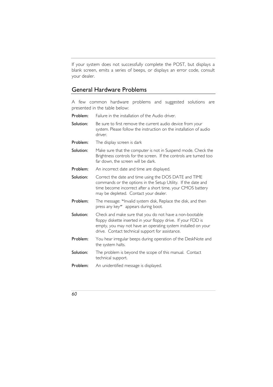 General hardware problems | Elitegroup A929 (V2.0) User Manual | Page 72 / 75