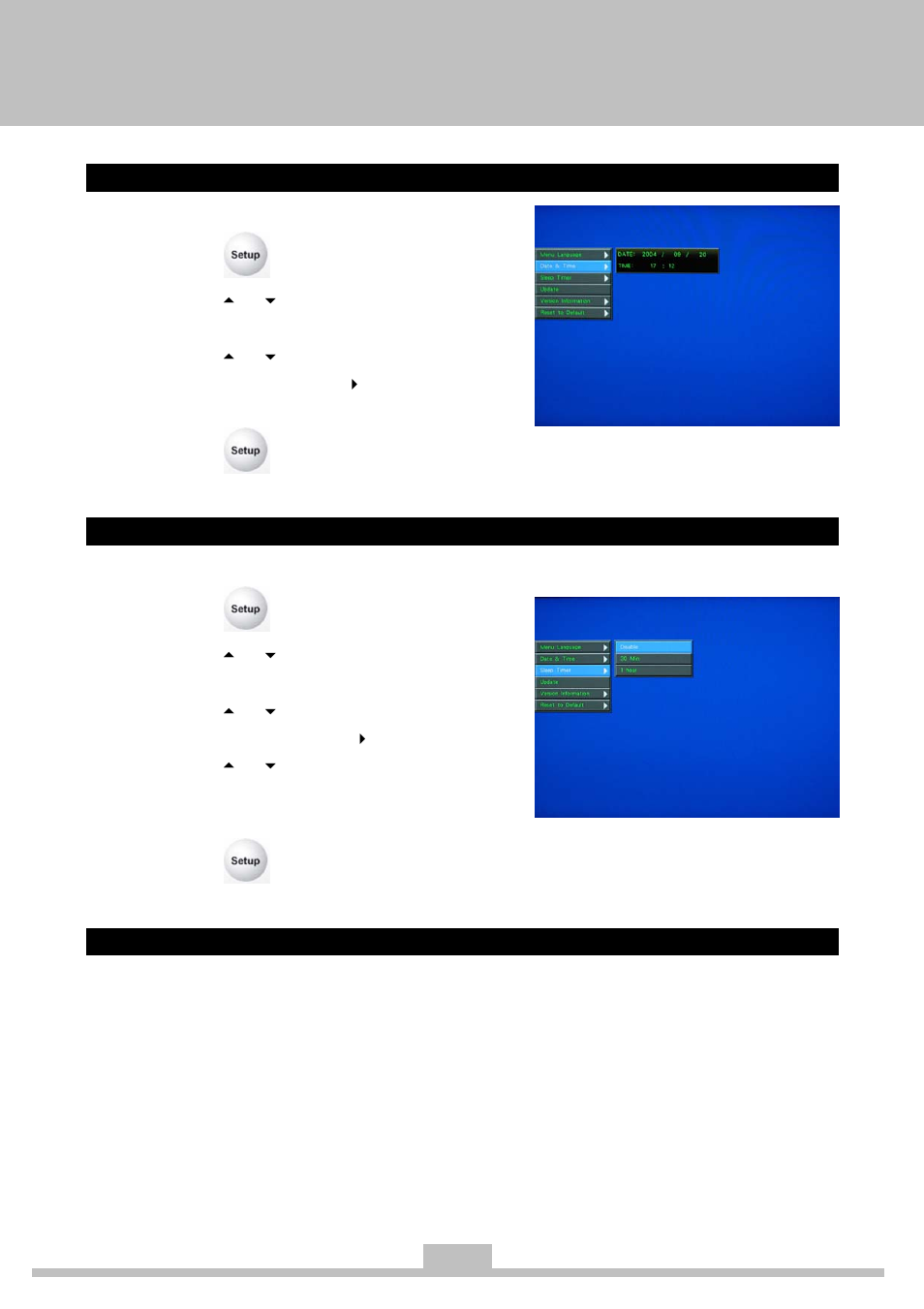 Date and time, Setting the sleep timer, Update | Elitegroup 259IA3 Instanton User Manual | Page 10 / 36