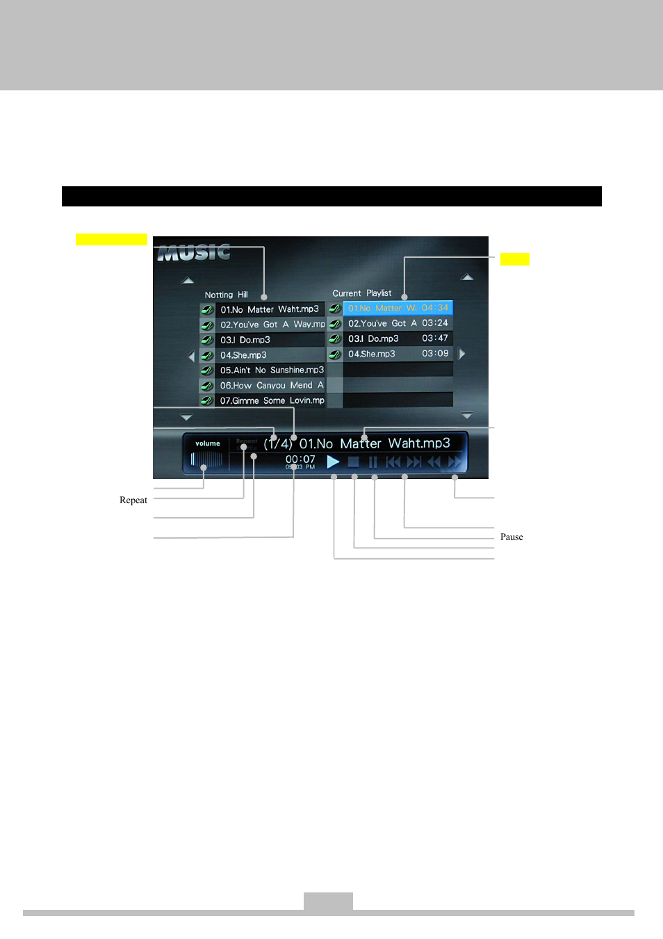 Playing music, Index to parts and controls, Music control panel | Elitegroup 259IA3 Instanton User Manual | Page 14 / 36