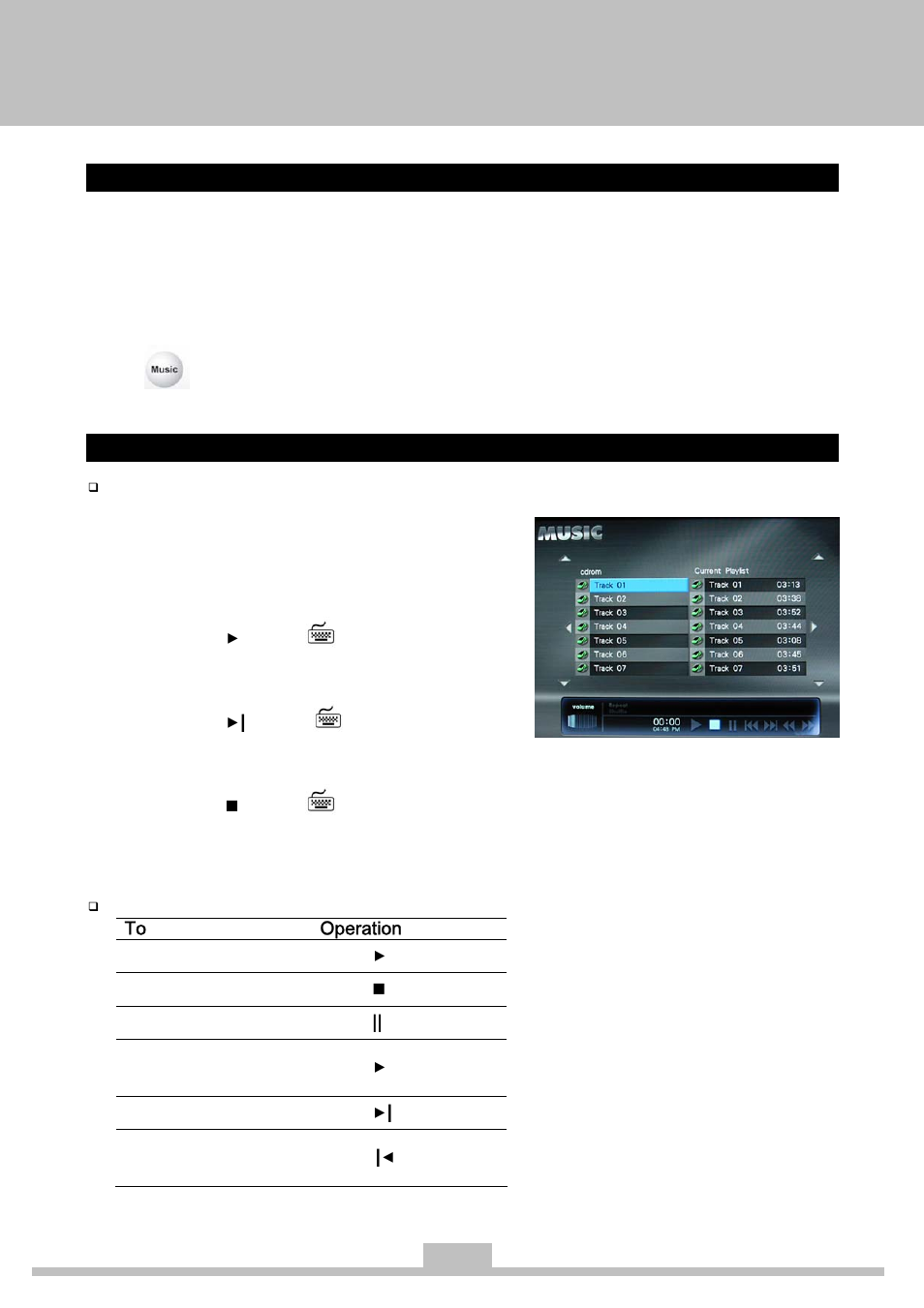 Opening the music mode, Playing an audio cd | Elitegroup 259IA3 Instanton User Manual | Page 19 / 36