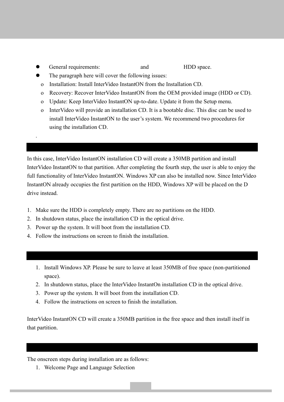 Installation, Installing on an empty hdd, Installing on an hdd that is not empty | Steps for installation using the cd | Elitegroup 259IA3 Instanton User Manual | Page 2 / 36