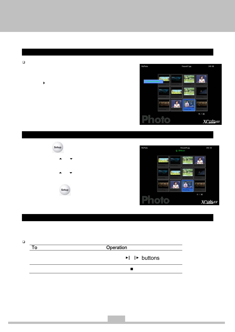 Thumbnail mode – to parent folder, Information, Viewing photo | Buttons | Elitegroup 259IA3 Instanton User Manual | Page 34 / 36