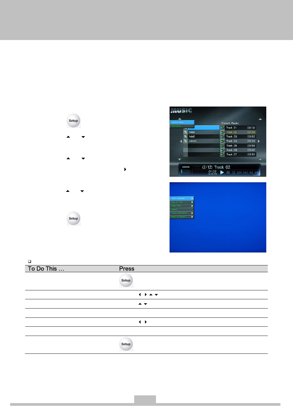 General setup menu | Elitegroup 259IA3 Instanton User Manual | Page 7 / 36