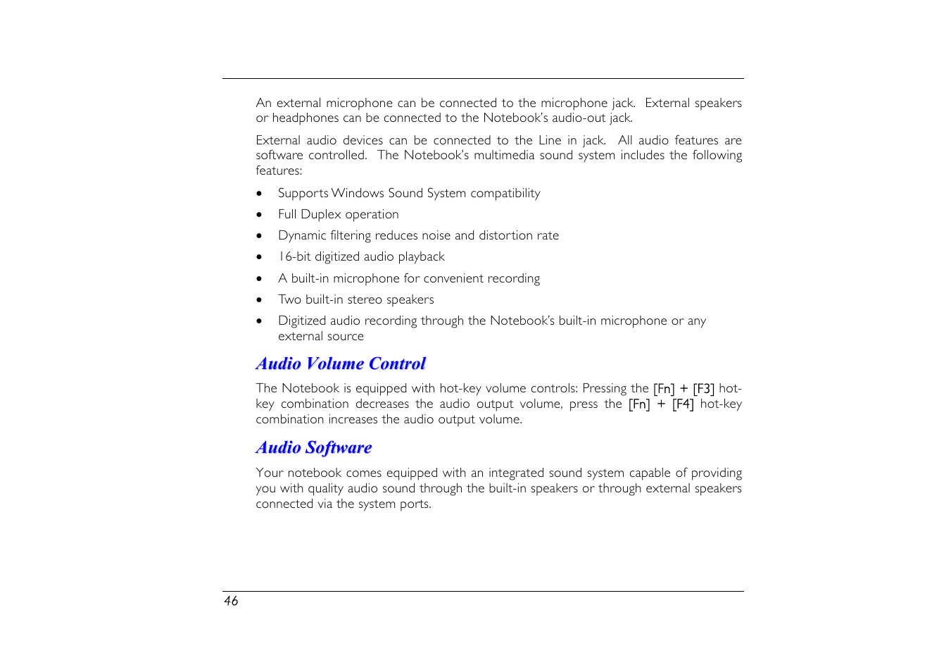 Audio volume control, Audio software | Elitegroup G556/556E User Manual | Page 54 / 95