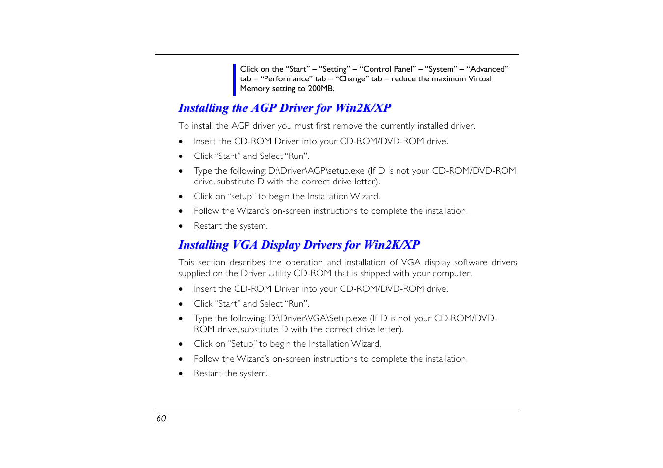 Installing vga display drivers for win2k/xp | Elitegroup G556/556E User Manual | Page 68 / 95