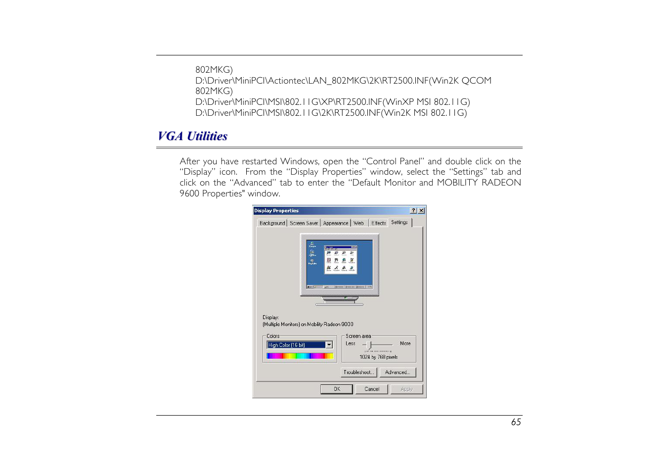 Vga utilities | Elitegroup G556/556E User Manual | Page 73 / 95