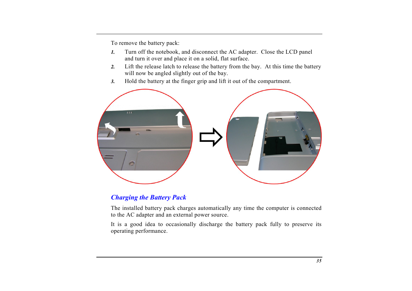 Charging the battery pack | Elitegroup G553 User Manual | Page 37 / 104