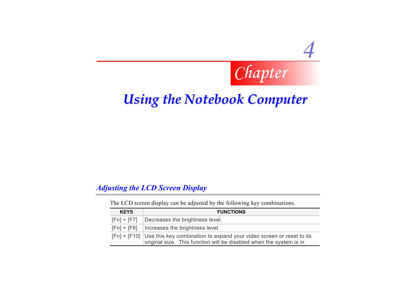 Adjusting the lcd screen display, Lcd care, External crt display | Chapter 4: using the notebook computer | Elitegroup G553 User Manual | Page 39 / 104