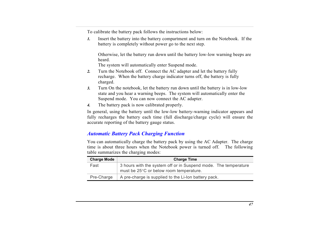 Automatic battery pack charging function | Elitegroup G553 User Manual | Page 49 / 104
