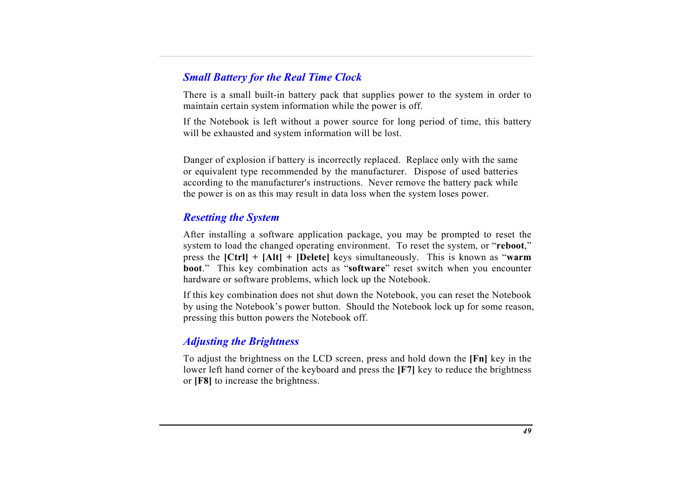 Small battery for the real time clock, Resetting the system, Adjusting the brightness | Elitegroup G553 User Manual | Page 51 / 104