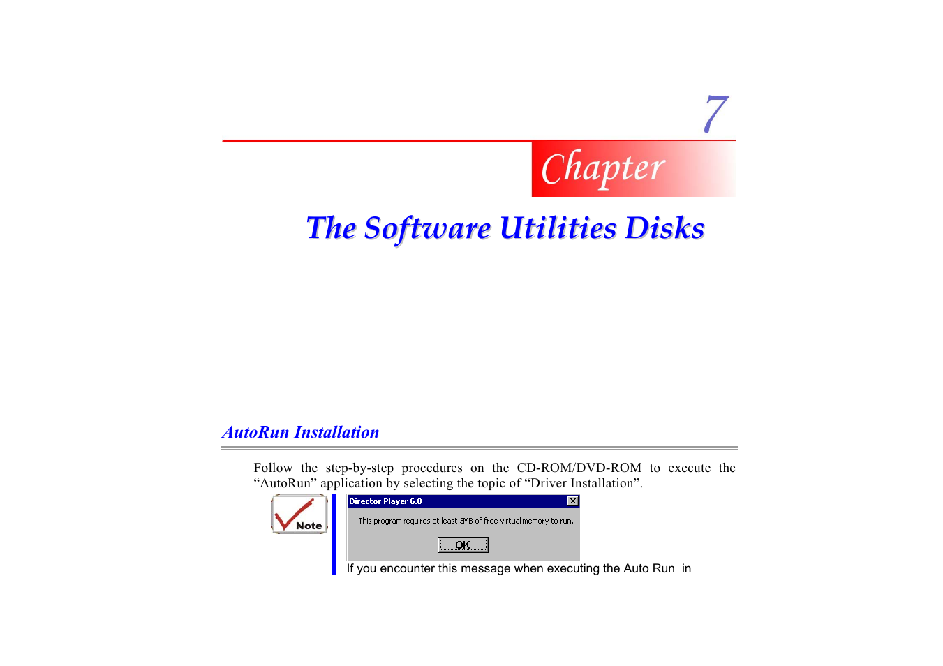 Autorun installation, Installing the intel_infinst driver, Installing vga display drivers | Intalling the audio driver, Chapter 7: the software utilities disks | Elitegroup G553 User Manual | Page 69 / 104