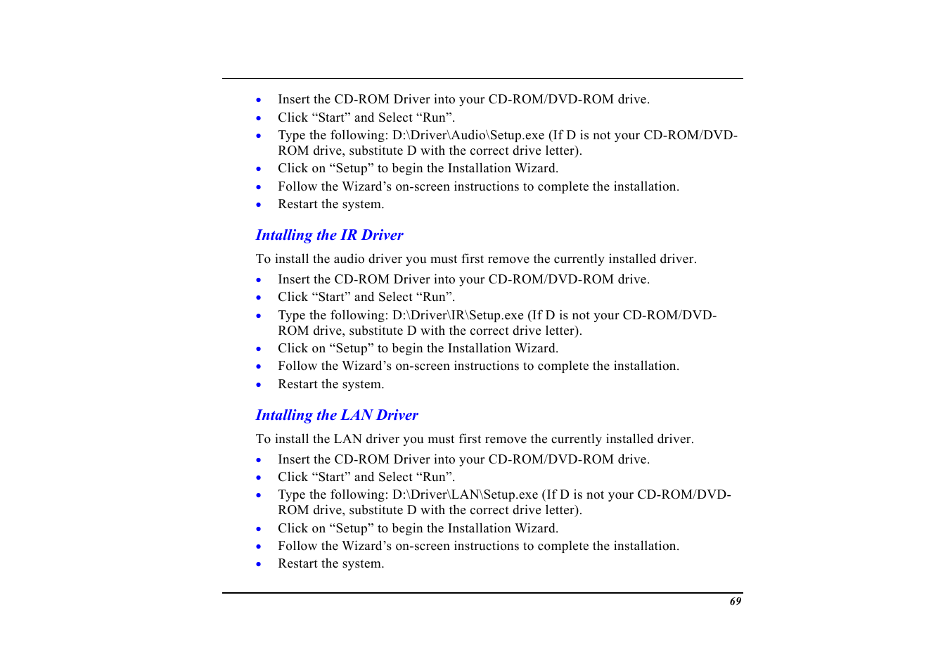 Intalling the ir driver, Intalling the lan driver | Elitegroup G553 User Manual | Page 71 / 104