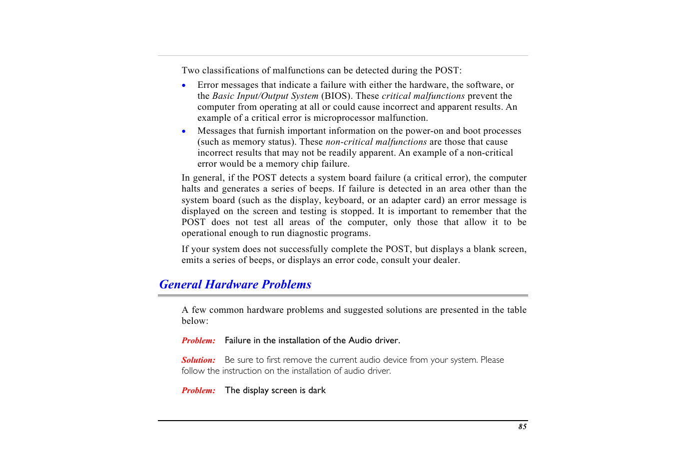 General hardware problems | Elitegroup G553 User Manual | Page 87 / 104