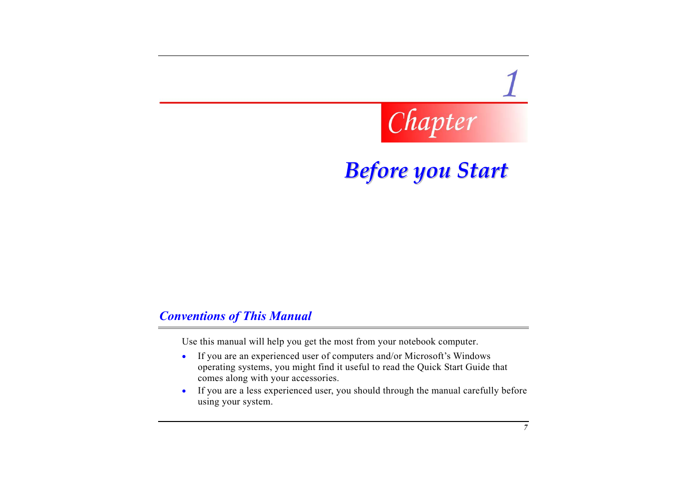 Conventions of this manual, Chapter 1: before you start | Elitegroup G553 User Manual | Page 9 / 104