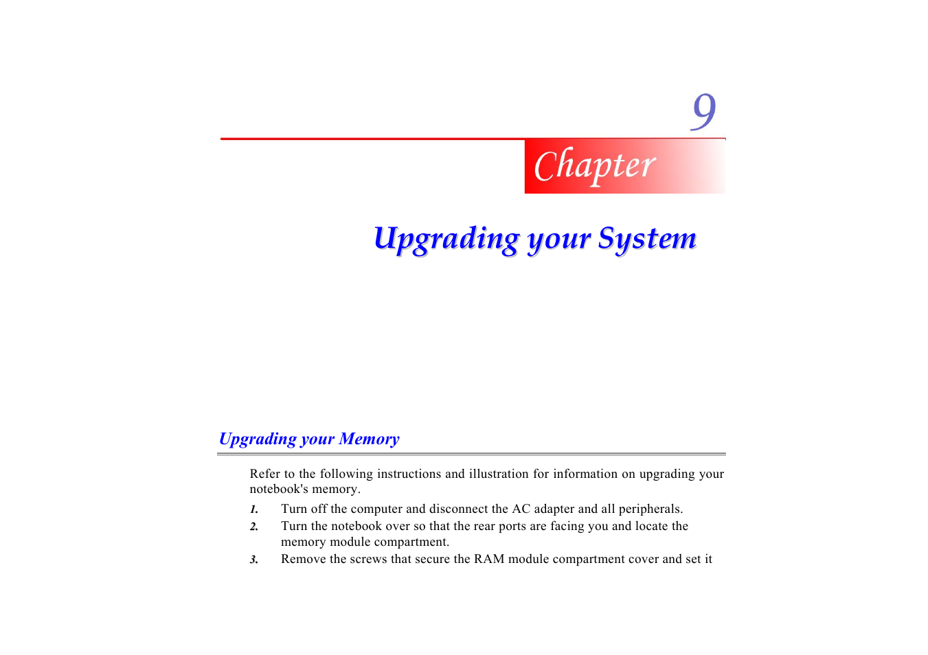 Upgrading your memory, Chapter 9: upgrading your system | Elitegroup G553 User Manual | Page 92 / 104