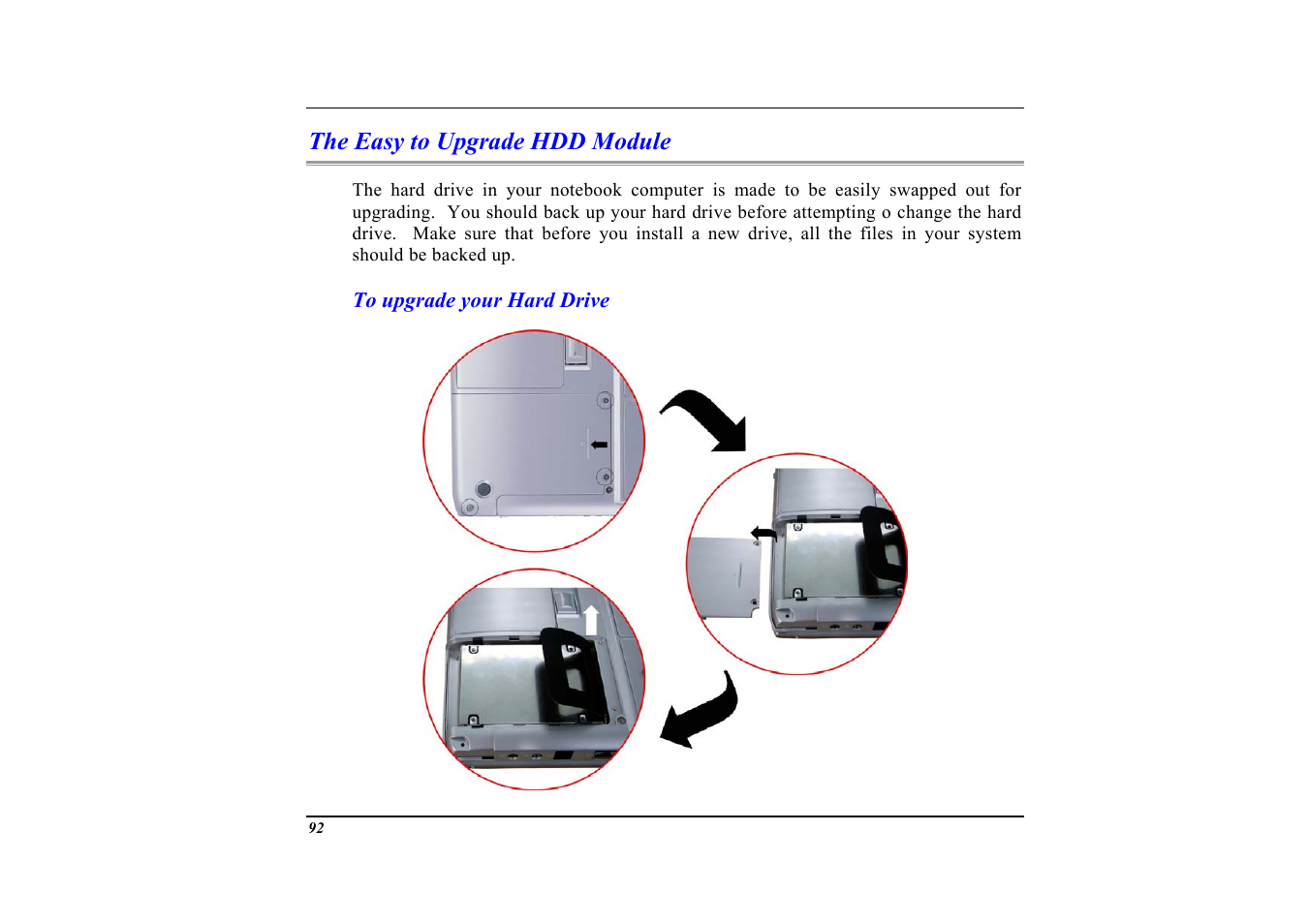 The easy to upgrade hdd module, To upgrade your hard drive | Elitegroup G553 User Manual | Page 94 / 104