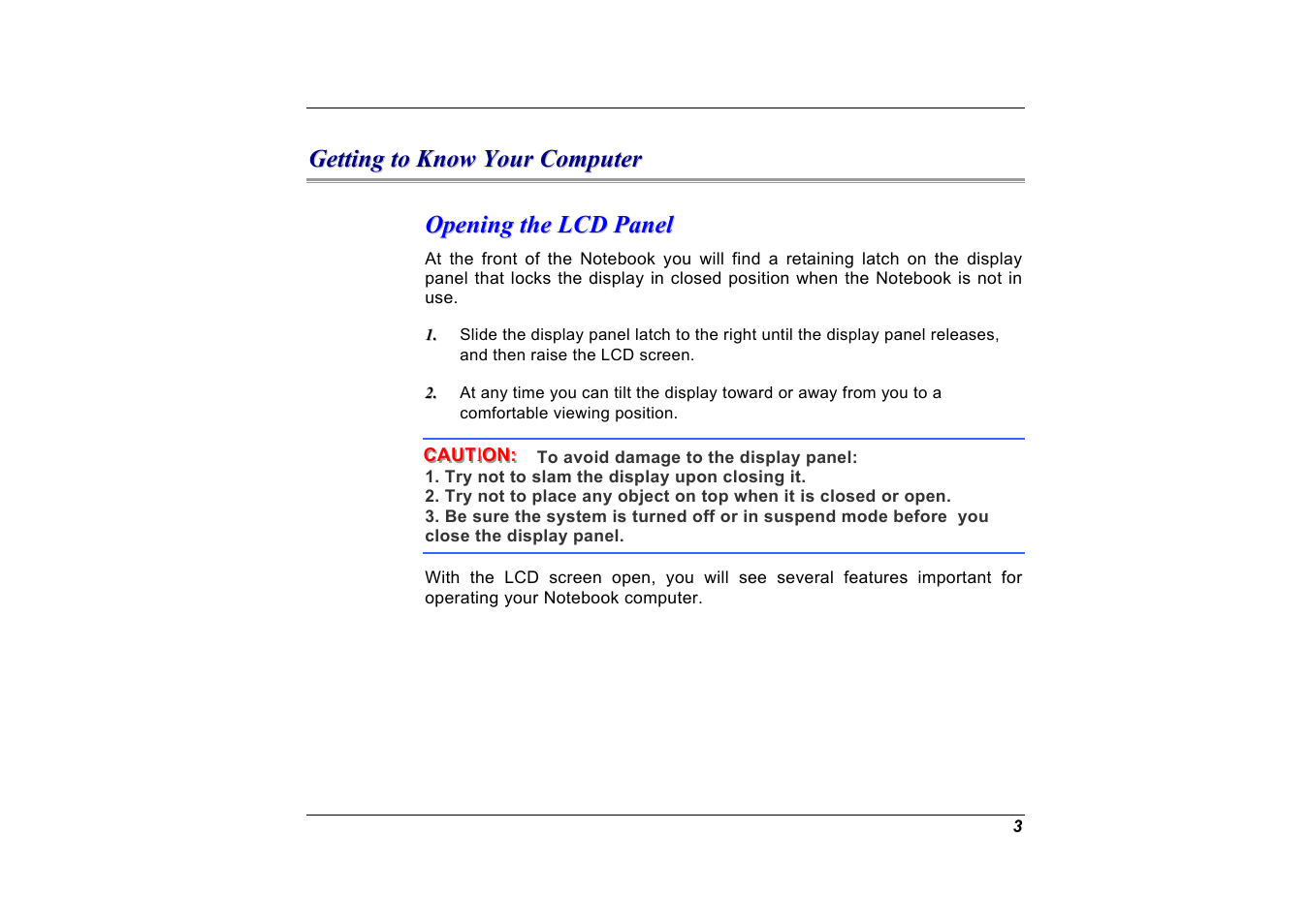 Getting to know your computer, Opening the lcd panel | Elitegroup G551 User Manual | Page 17 / 105