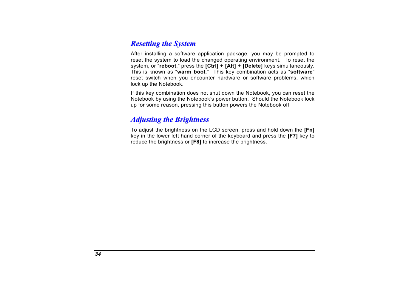 Resetting the system, Adjusting the brightness | Elitegroup G551 User Manual | Page 48 / 105
