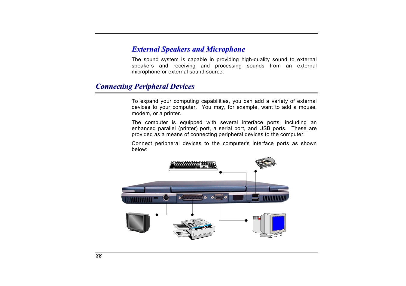 External speakers and microphone, Connecting peripheral devices | Elitegroup G551 User Manual | Page 52 / 105