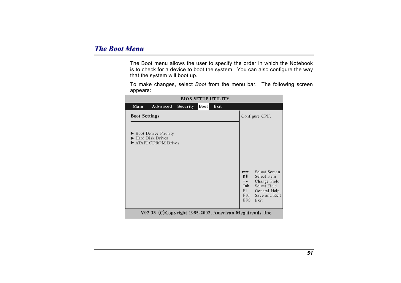 The boot menu | Elitegroup G551 User Manual | Page 65 / 105