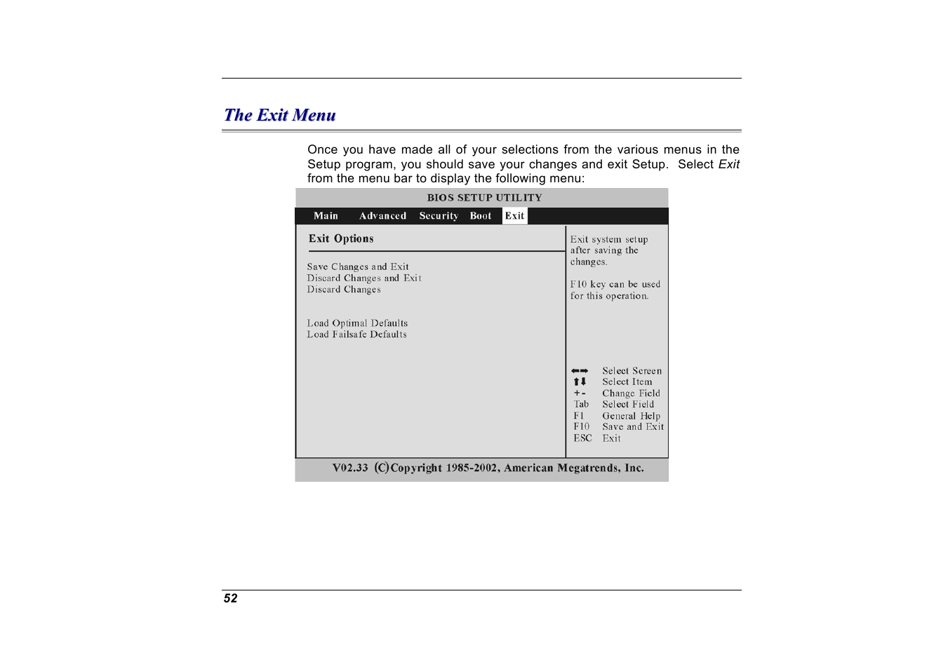 The exit menu | Elitegroup G551 User Manual | Page 66 / 105