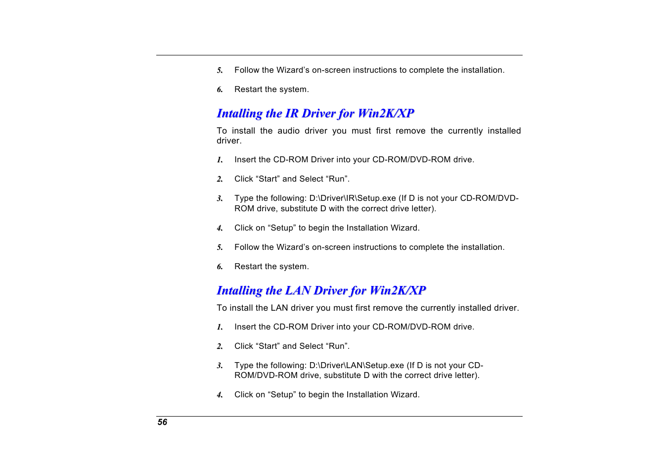 Intalling the ir driver for win2k/xp, Intalling the lan driver for win2k/xp | Elitegroup G551 User Manual | Page 70 / 105