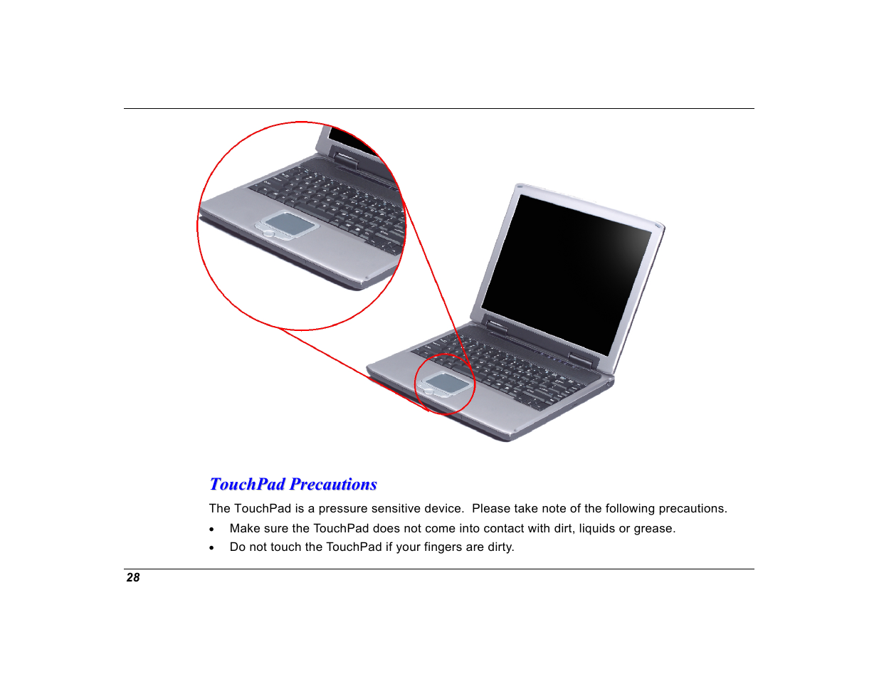 Touchpad precautions | Elitegroup G550 (V1.0) User Manual | Page 40 / 106