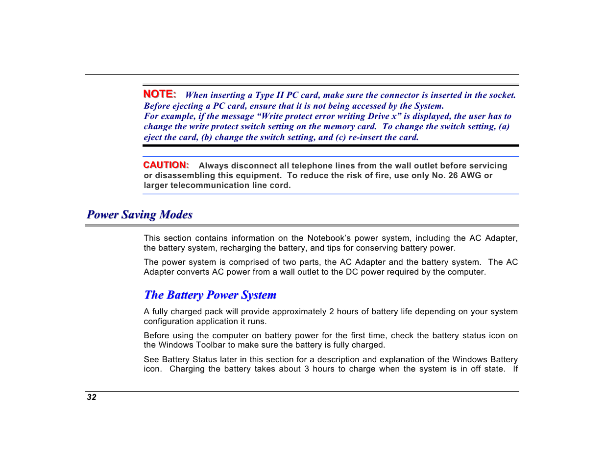 Power saving modes, The battery power system | Elitegroup G550 (V1.0) User Manual | Page 44 / 106