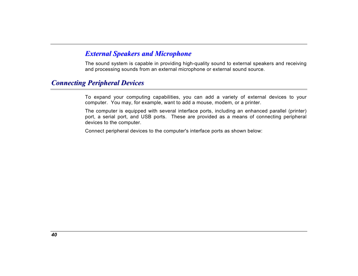 External speakers and microphone, Connecting peripheral devices | Elitegroup G550 (V1.0) User Manual | Page 52 / 106