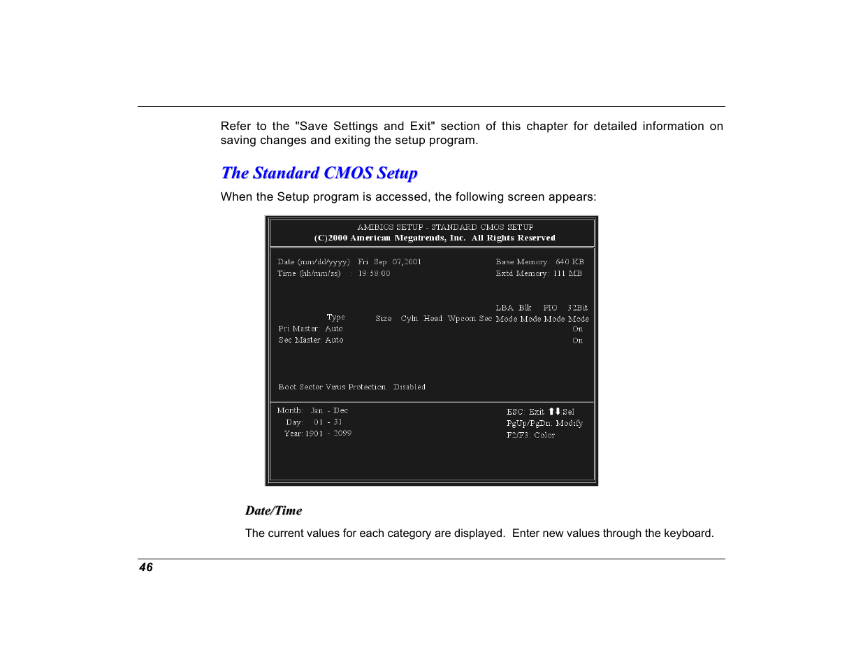 The standard cmos setup | Elitegroup G550 (V1.0) User Manual | Page 58 / 106