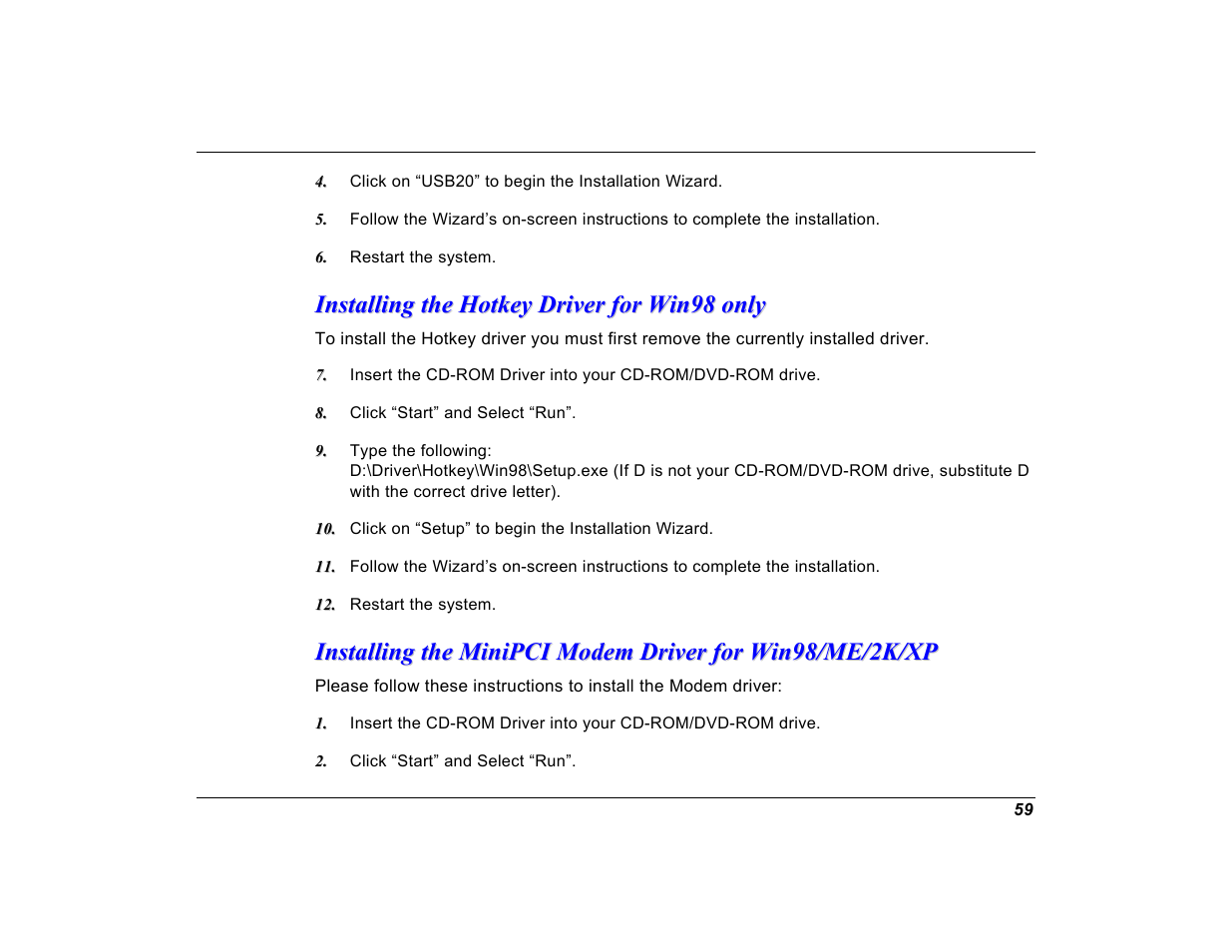 Installing the hotkey driver for win98 only | Elitegroup G550 (V1.0) User Manual | Page 71 / 106