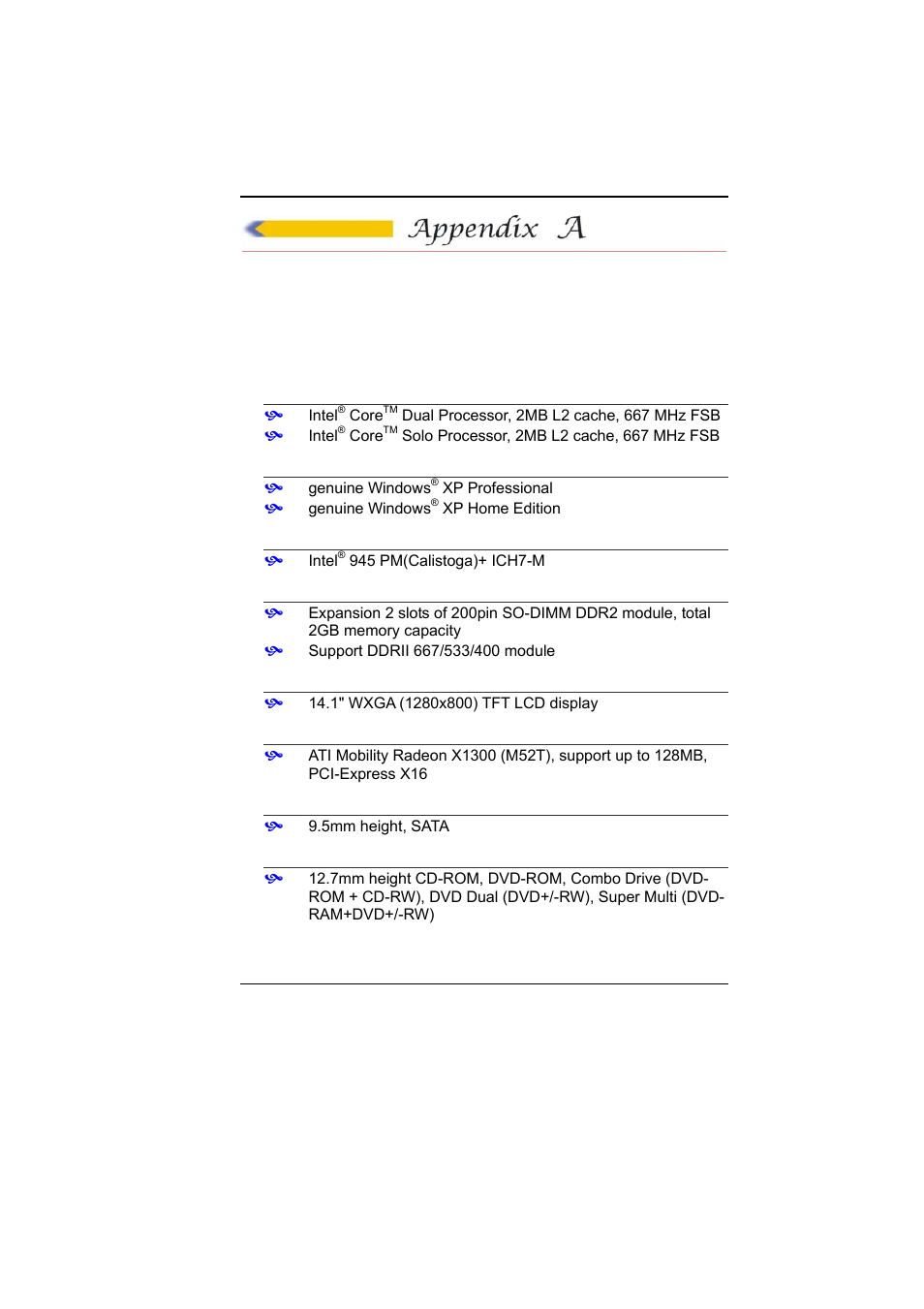 Specification | Elitegroup G420 User Manual | Page 77 / 79