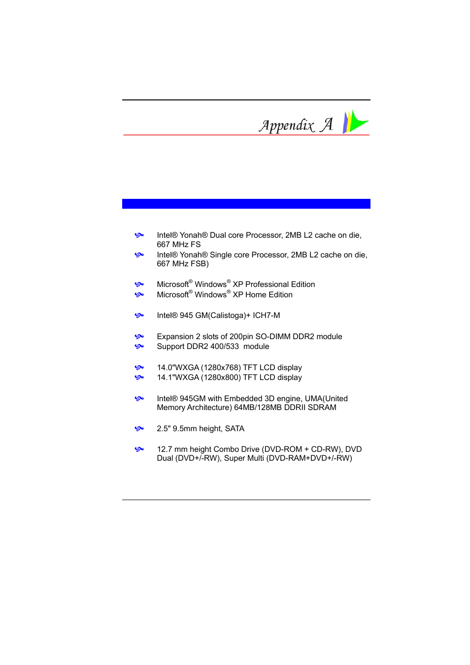 Specification | Elitegroup G410 User Manual | Page 81 / 83