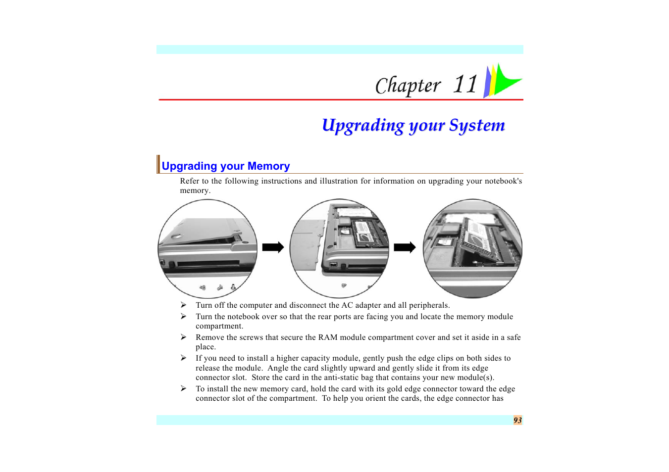 Upgrading your memory, Chapter 11: upgrading your system | Elitegroup G220 User Manual User Manual | Page 101 / 107
