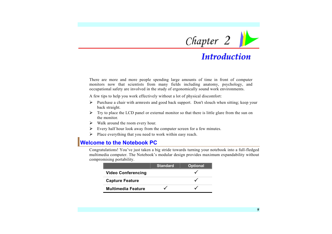 Welcome to the notebook pc, Chapter 2: introduction | Elitegroup G220 User Manual User Manual | Page 17 / 107