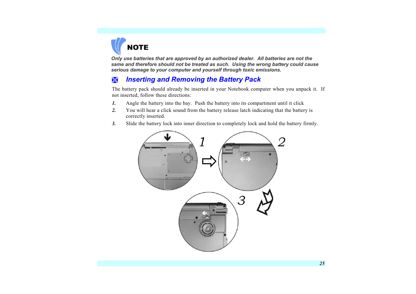 Inserting and removing the battery pack | Elitegroup G220 User Manual User Manual | Page 33 / 107